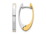 14K Yellow and White Gold V-Shape Hinged Hoop Earrings