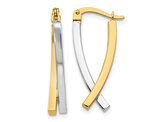 14K Yellow and White Gold Hinged Hoop Tube Earrings
