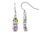 Sterling Silver Amethyst and Green Peridot Dangle Earrings