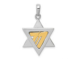 14K Gold Two Tone Chai Star Of David Pendant (NO CHAIN)