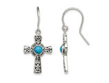 Reconstituted Turquiose Cross Earrings in Sterling Silver