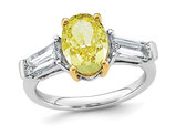 4.42 Carat (ctw VS, F) Certified Lab-Grown Oval Yellow Diamond Engagement Ring 14K White Gold