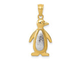 14K Yellow and White Gold Penguin Charm Pendant (NO CHAIN)