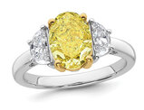3.22 Carat (ctw VS, F) Certified Lab-Grown Oval Yellow Diamond Engagement Ring 14K White Gold