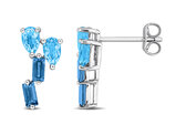 1.80 Carat (ctw) London Blue and Sky Topaz Cluster Drop Earrings Sterling Silver