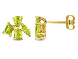 1.42 Carat (ctw) Peridot Cluster Dangle Earrings Yellow Plated Sterling Silver