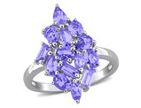 2.00 Carat (ctw) Tanzanite Cluster Ring in Sterling Silver