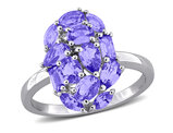 1.73 Carat (ctw) Tanzanite Cluster Ring in Sterling Silver