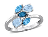 1.30 Carat (ctw) London and Sky Blue Topaz Five-Stone Cluster Ring Sterling Silver