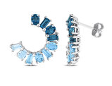 4.20 Carat (ctw) London Blue and Sky Topaz Curved Stud Earrings Sterling Silver