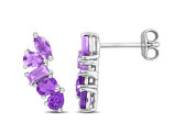 1.44 Carat (ctw) Rose-De-France and African-Amethyst Dangle Earrings Sterling Silver