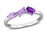 2/5 Carat (ctw) Pink Amethyst and Afrikan Amethyst Ring Band Sterling Silver