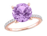3.33 Carat (ctw) Amethyst and White Topaz Ring in Rose Sterling Silver