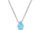 4/5 Carat (ctw) Pear Drop Swiss Blue Topaz Solitaire Pendant Necklace Sterling Silver with Chain