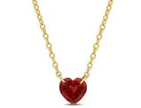4/5 Carat (ctw) Garnet Heart Pendant Necklace in Yellow Sterling Silver with Chain