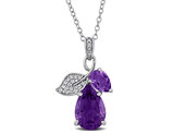 3.80 Carat (ctw) Amethyst, Rose-De-France, White Topaz Drop Pendant Necklace Sterling Silver with Chain