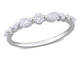 3/5 Carat (ctw) Lab-Created Moissanite Semi-Eternity Ring Band Sterling Silver