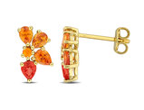 1.48 Carat (ctw) Orange Sapphire Dangle Earrings Yellow Sterling Silver