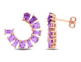 2.44 Carat (ctw) African Amethyst and Rose-De-France Curved Stud Earrings Rose Sterling Silver