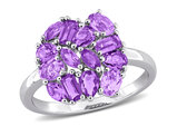1.57 Carat (ctw) African Amethyst & Purple Amethyst Cluter Ring in Sterling Silver
