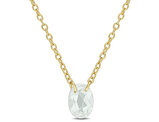 4/5 Carat (ctw) Oval-Cut Green Quartz Solitaire Pendant Necklace Yellow Plated Sterling Silver with Chain