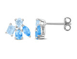 1.50 Carat (ctw) Blue Topaz Earrings Cluster Post Earrings in Sterling Silver