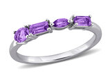 3/8 Carat (ctw) Multi-Shaped Amethyst Ring Band in Sterling Silver