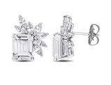 11.76 Carat (ctw) Lab-Created White Sapphire Dangle Post Earrings Sterling Silver