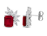10.40 Carat (ctw) Lab-Created Ruby and White Sapphire Dangle Earrings in Sterling Silver