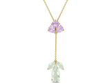 10.0 Carat (ctw) Green Quartz and Rose -De France Drop Pendant Necklace Yellow Sterling Silver with Chain