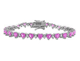 9.32 Carat (ctw) Lab-Created Pink and White Sapphire Heart Bracelet in Sterling Silver (7 Inches)