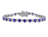 9.32 Carat (ctw) Lab-Created Blue & White Sapphire Heart Bracelet Sterling Silver (7 Inches)