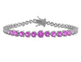 8.39 Carat (ctw) Lab-Created Pink and White Sapphire Bracelet in Sterling Silver (7.25 Inches)