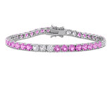 13.44 Carat (ctw) Lab-Created Pink and White Sapphire Bracelet in Sterling Silver (7.5 Inches)