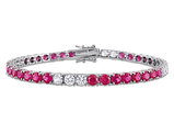 13.44 Carat (ctw) Lab-Created Ruby and White Sapphire Bracelet in Sterling Silver (7.5 Inches)