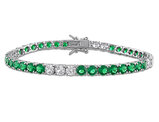 12.16 Carat (ctw) Lab-Created Emerald and White Sapphire Bracelet Sterling Silver (7.50 Inches)