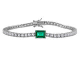 6.72 Carat (ctw) Lab-Created Emerald and White Sapphire Bracelet Sterling Silver (7.25 Inches)
