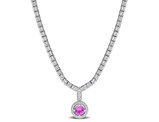 3.50 Carat (ctw) Lab-Created Pink and White Sapphire Drop Necklace Sterling Silver