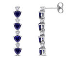 2.48 Carat (ctw) Lab-Created Blue and White Sapphire Dangle Heart Earrings Sterling Silver