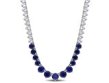 22.25 Carat (ctw) Lab-Created Blue and White Sapphire Tennis Necklace Sterling Silver