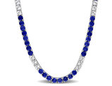 31.50 Carat (ctw) Lab-Created Blue and White Sapphire Tennis Necklace Sterling Silver