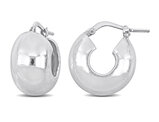 Sterling Silver Wide Huggie Hoop Earrings
