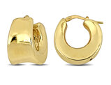Yellow Plated Sterling Silver Wide Huggie Hoop Earrings