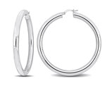 Sterling Silver Polished Hoop Earrings (2 1/2 Inches)