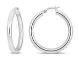 Sterling Silver Polished Hoop Earrings (1 1/2 Inches)