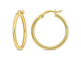 Yellow Plated Sterling Silver Polished Hoop Earrings (1 Inches)