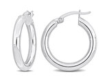 Sterling Silver Polished Round Hoop Earrings (4/5 Inch)