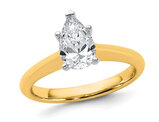 1.00 Carat (ctw VS, F) Certified Lab-Grown Pear Drop Diamond Solitaire Engagement Ring 14K Yellow Gold
