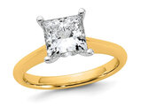 2.00 Carat (ctw VS, F) Certified Lab-Grown Princess Diamond Solitaire Engagement Ring 14K Yellow Gold