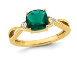 1/2 Carat (ctw) Lab-Created Emerald Ring 14K Yellow Gold with Lab Grown Diamonds (SIZE 7)